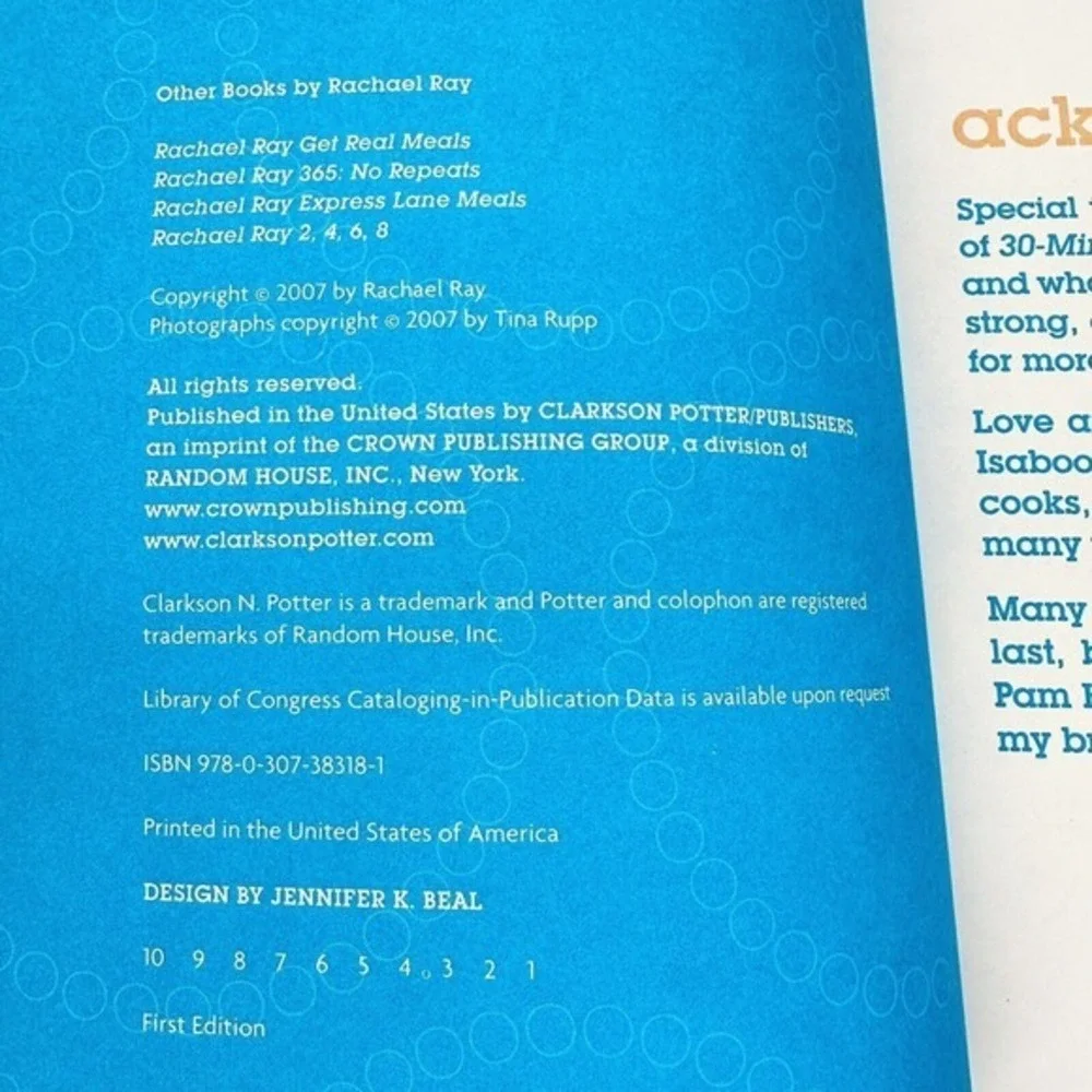 Rachael Ray : Just In‎ Time - Softcover Cookbook - Recipes - YUM!